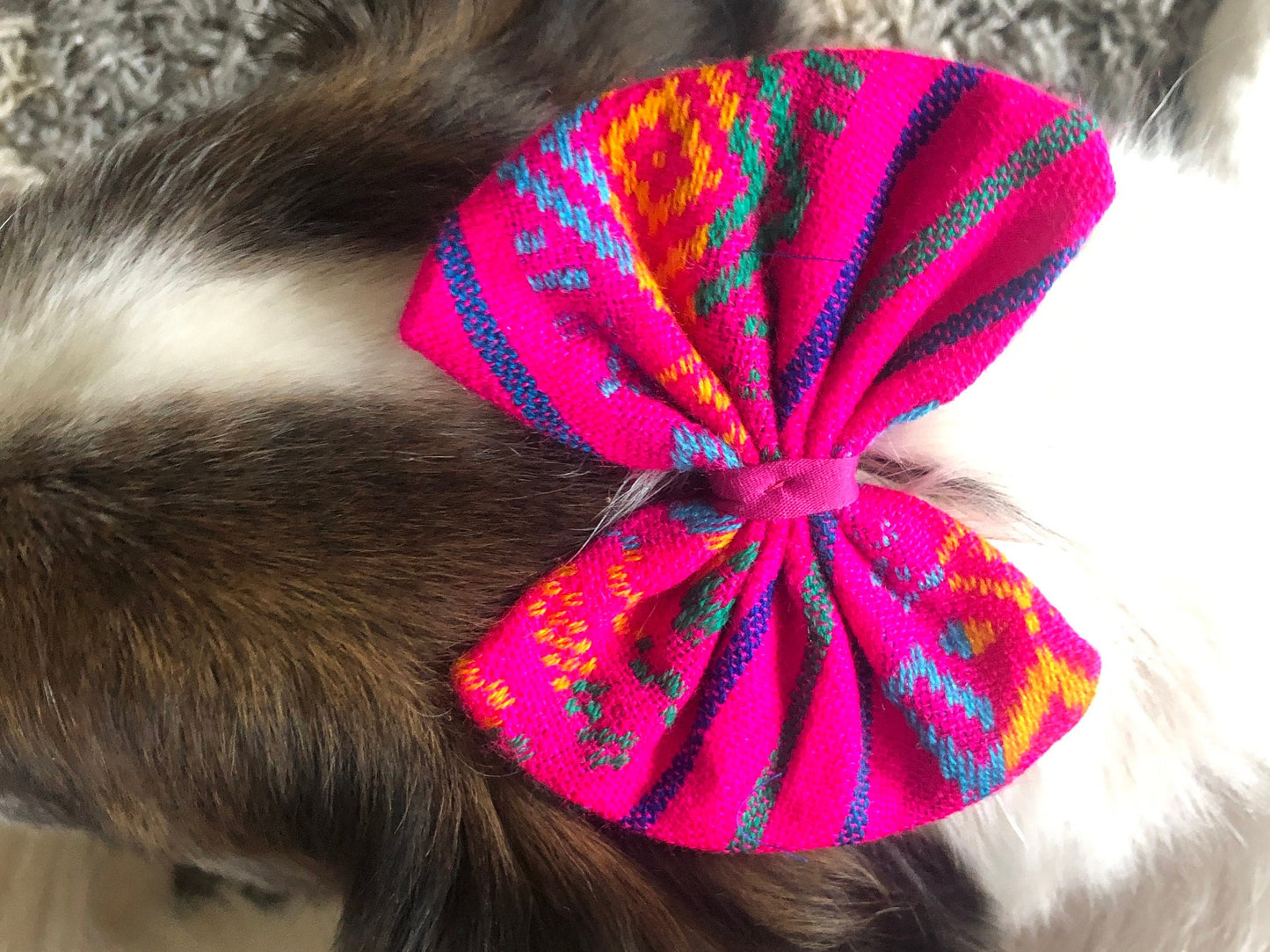 Pink Geometric Hair Bow or Bow Tie