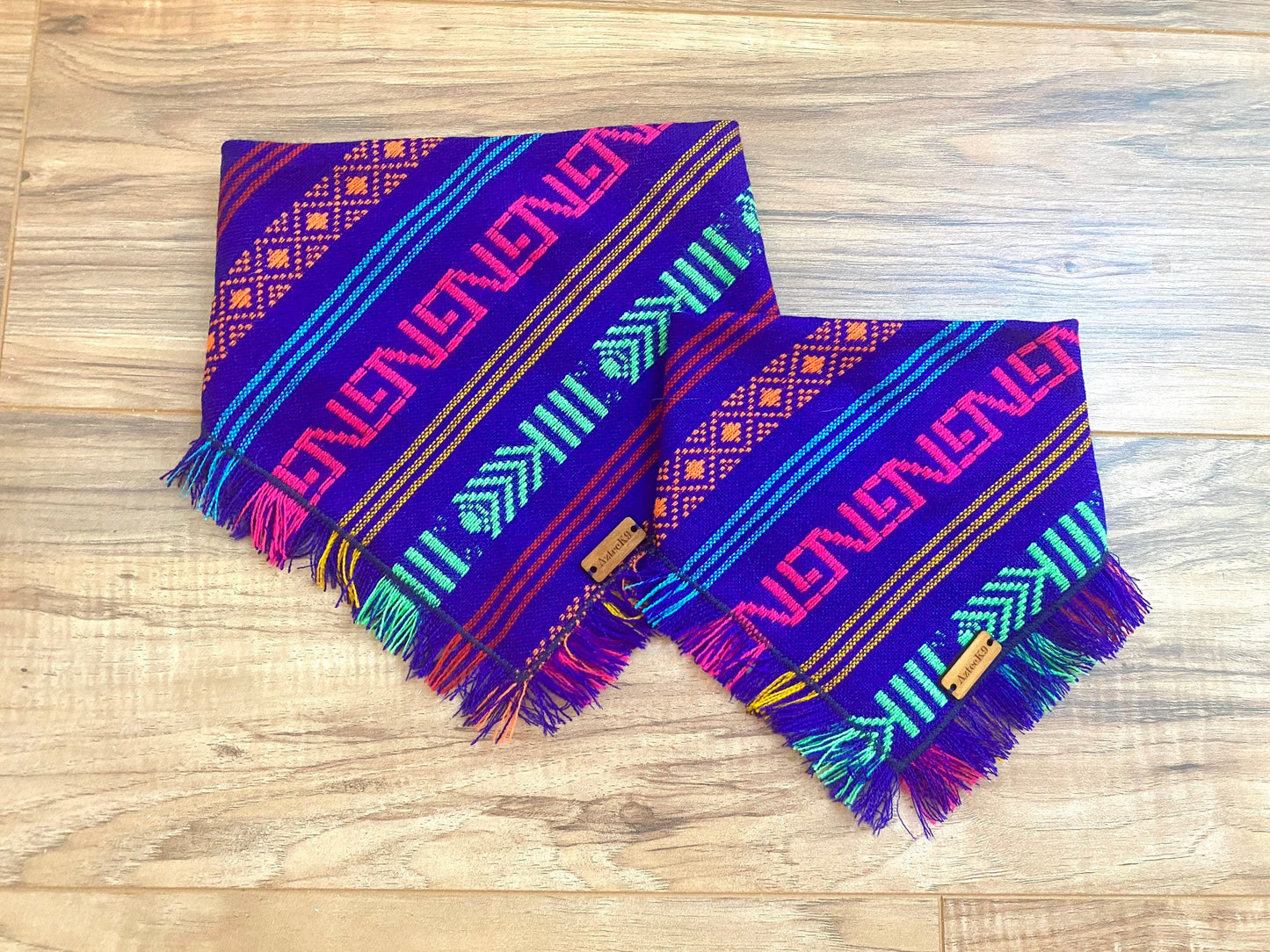 Blue geo fringe bandana