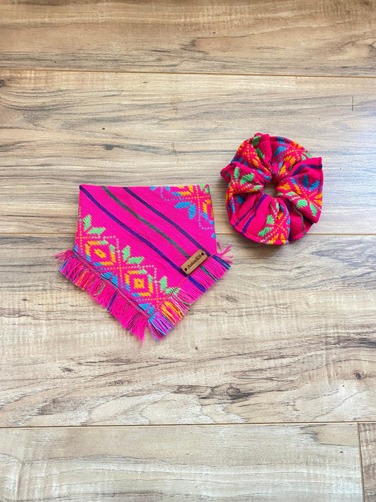 Pink flowers fringe bandana