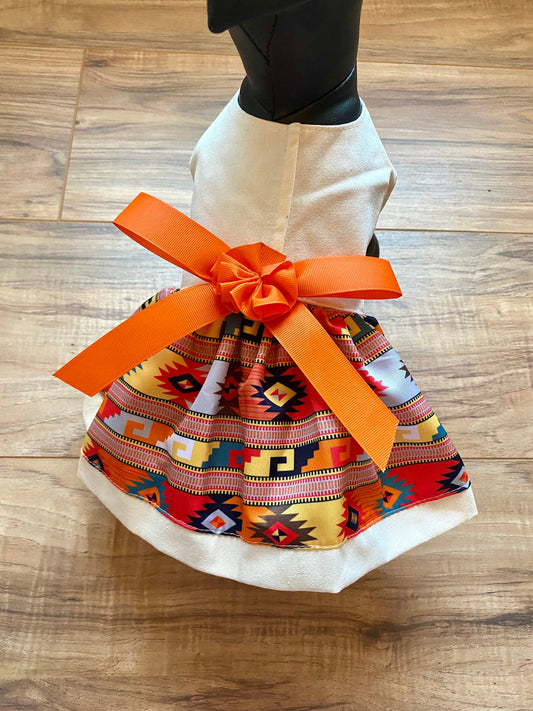 Orange grecas dress