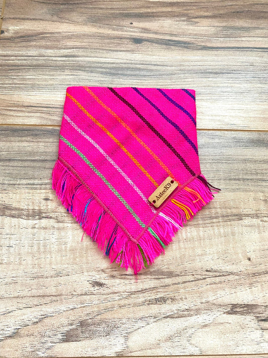 Pink striped fringe bandana