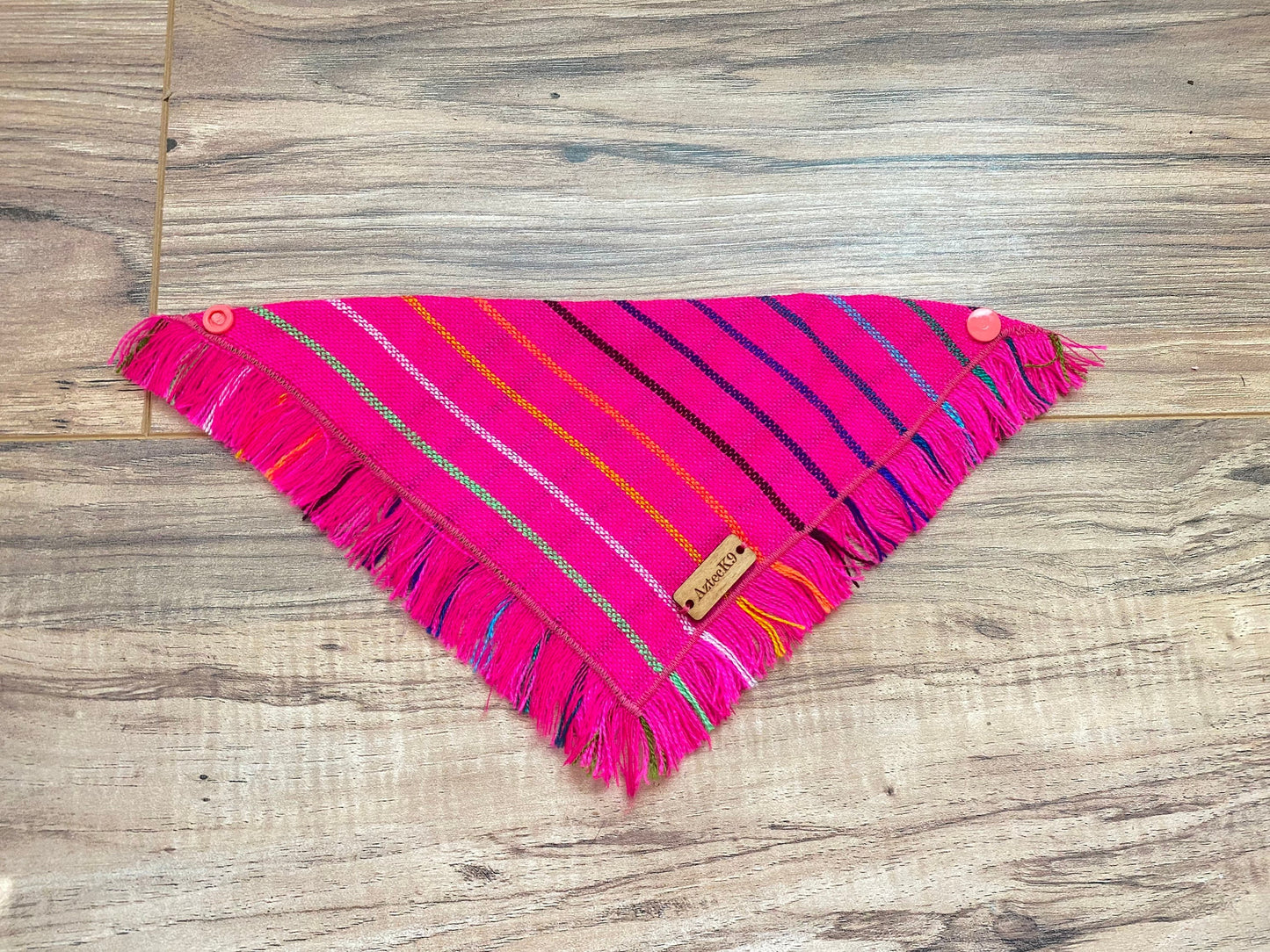 Pink striped fringe bandana