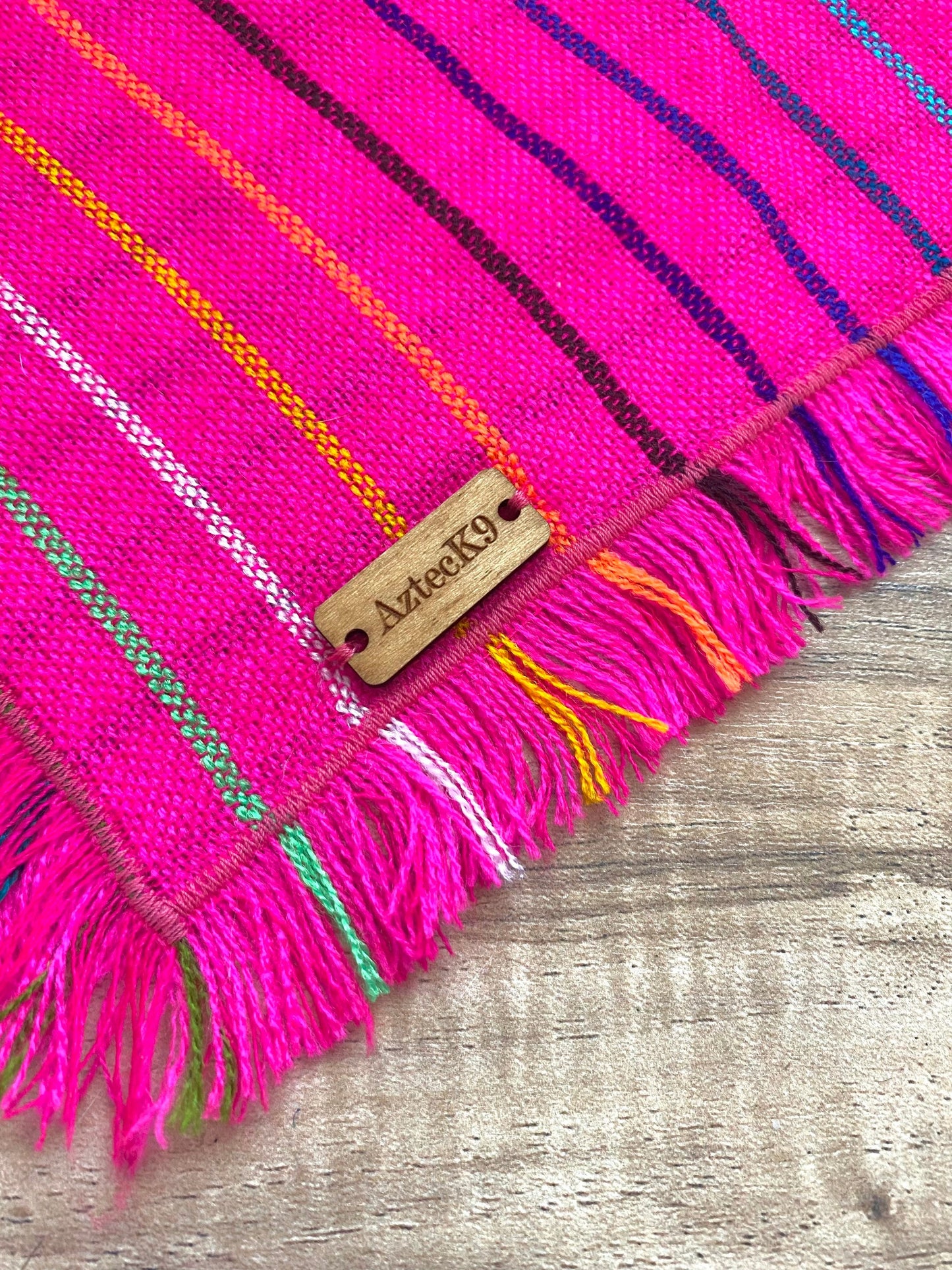 Pink striped fringe bandana