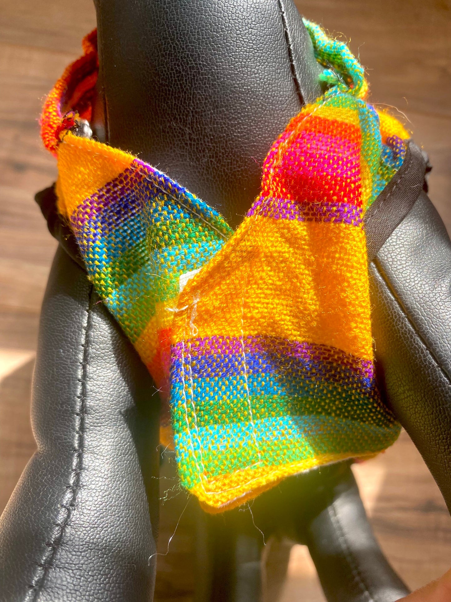 Orange striped poncho