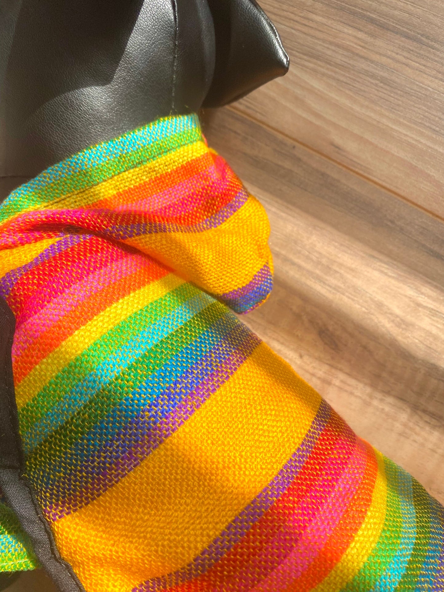 Orange striped poncho