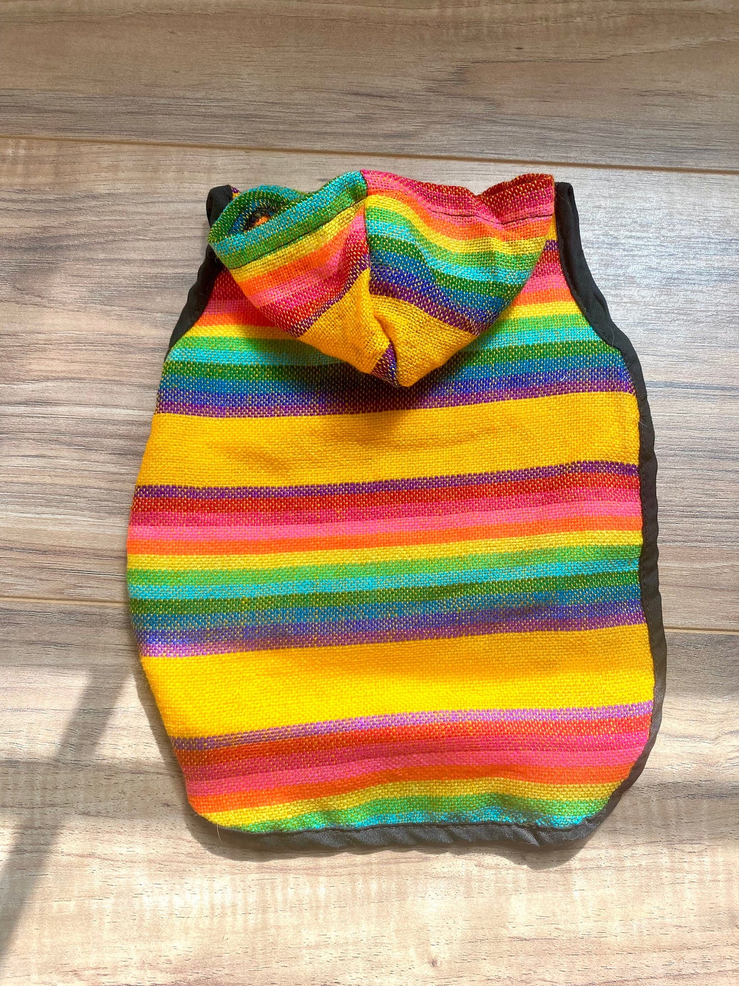 Orange striped poncho