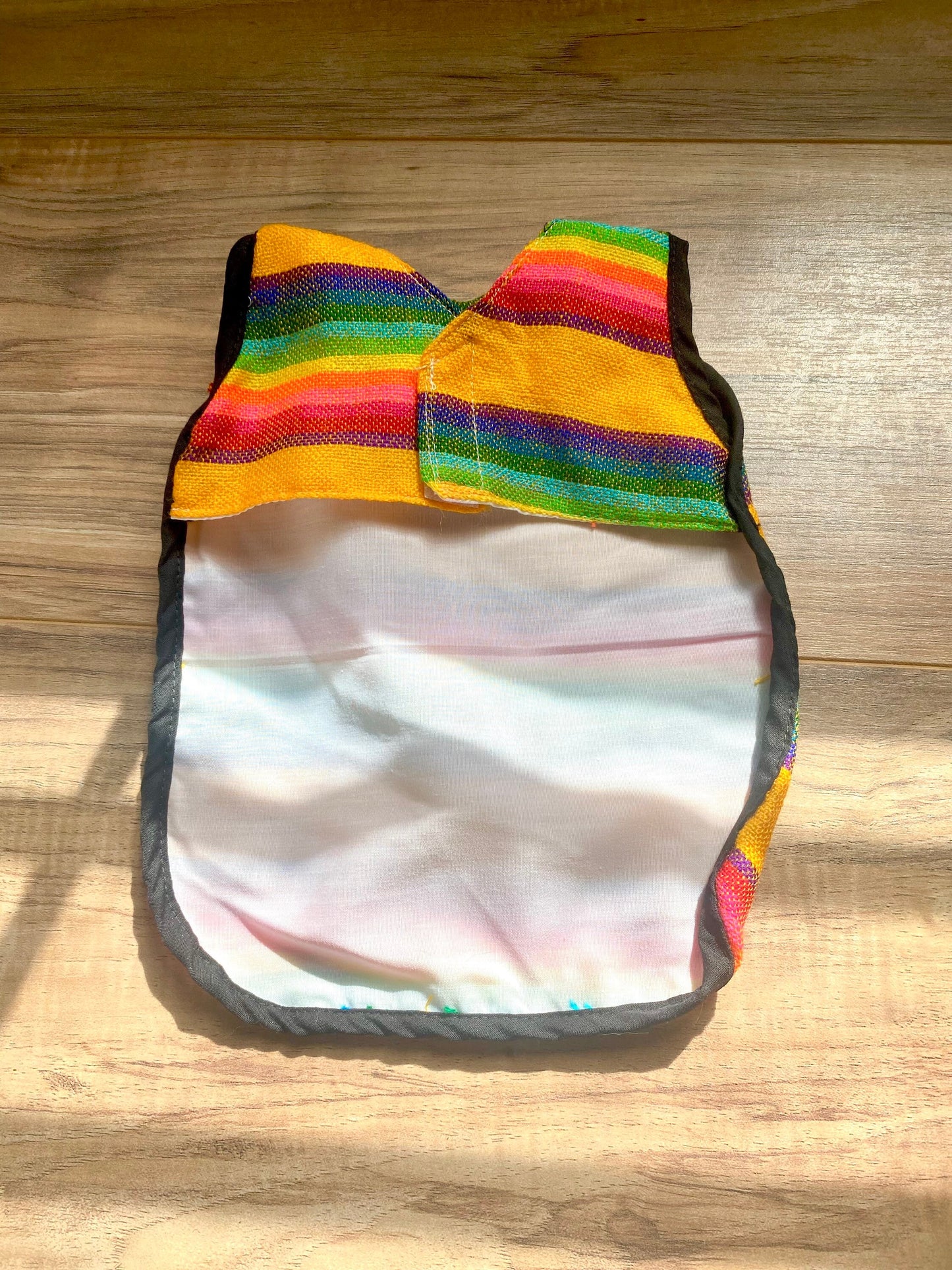Orange striped poncho